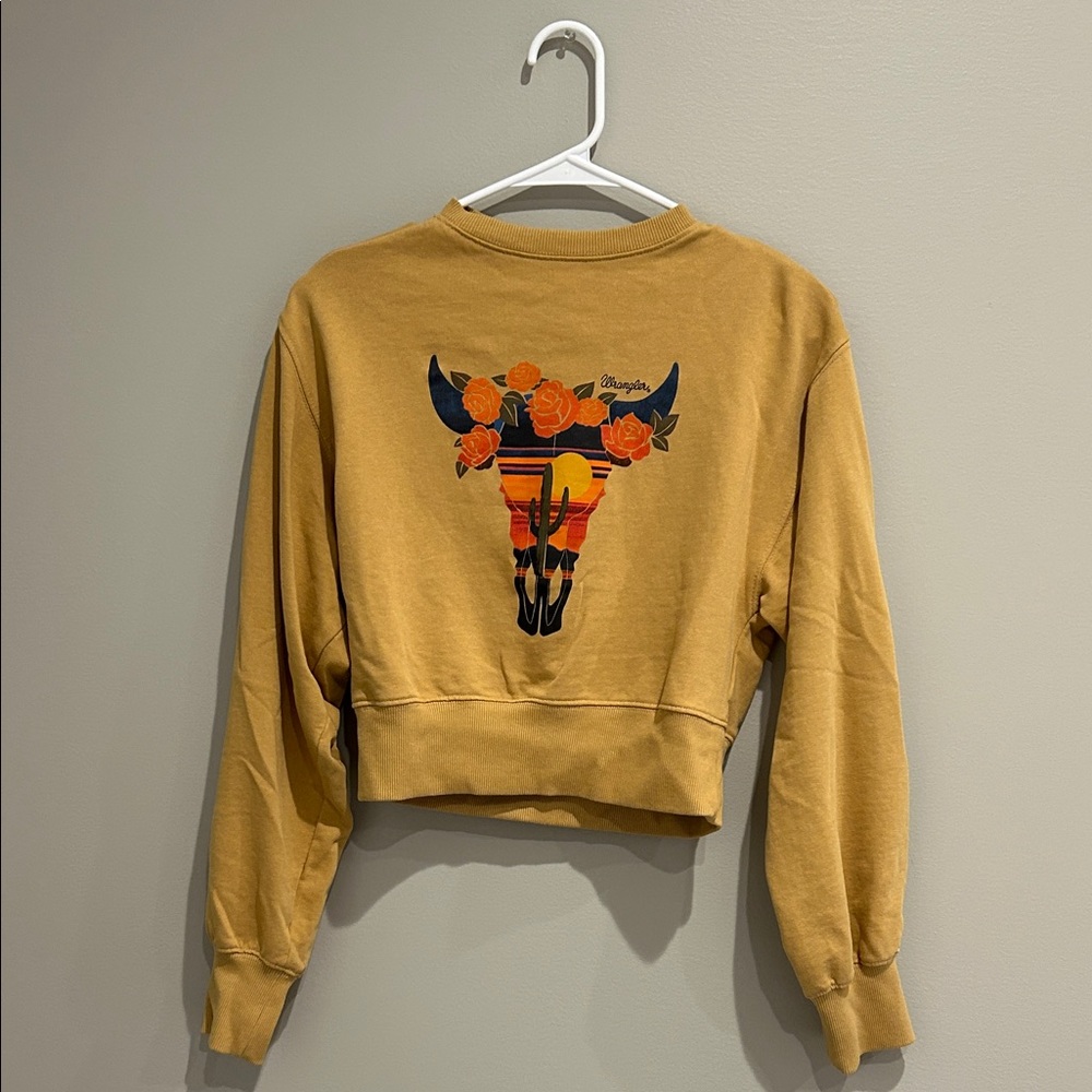 Wrangler Women's Mustard Bull Skull Sweatshirt